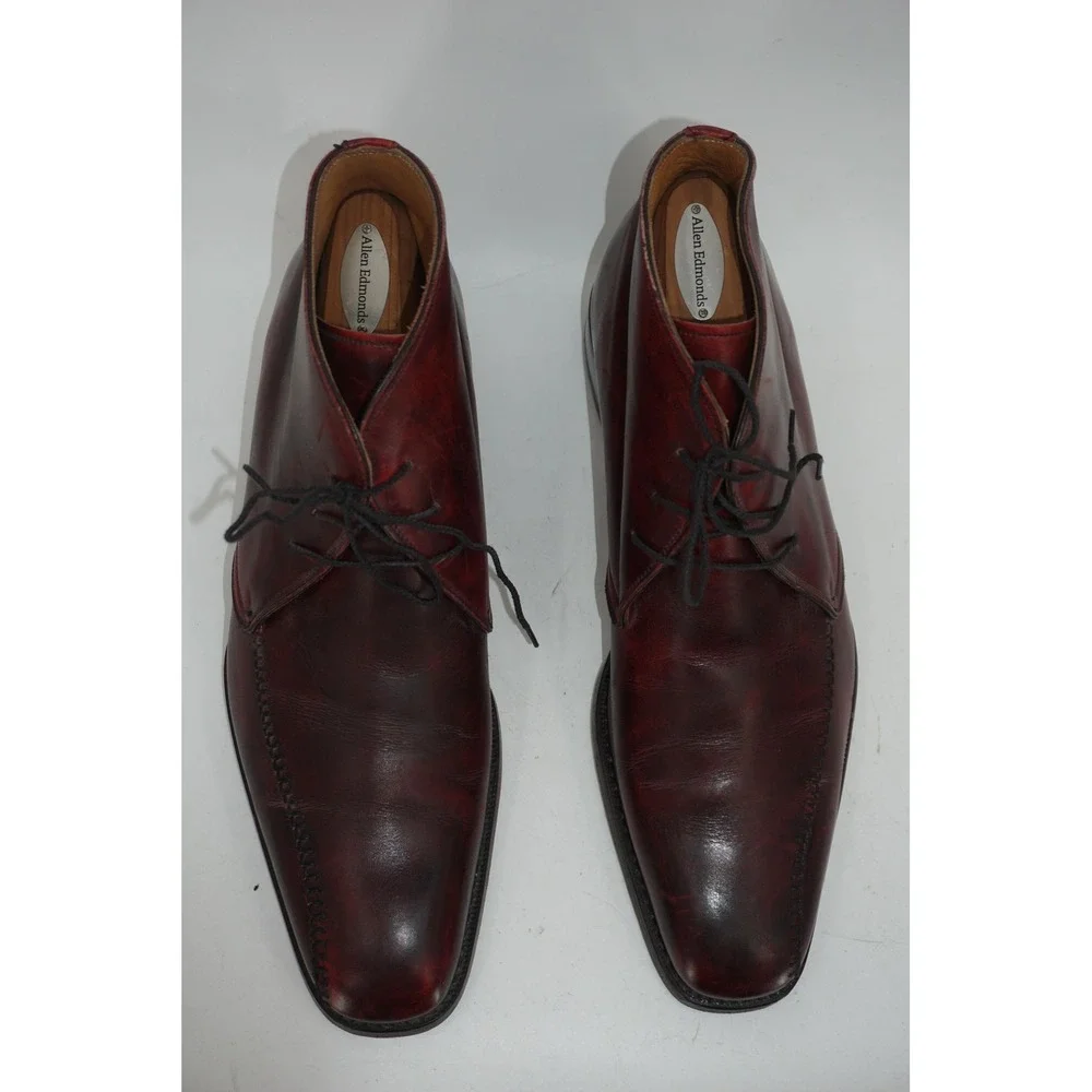 Calzoleria Harris Chukka Boots Red Leather Lace Up Dress Made In Italy Men's 10